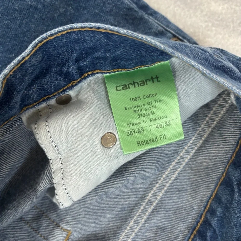 Carhartt Mens Relaxed Fit Straight Leg Jeans Blue Denim 46x32 381-83
